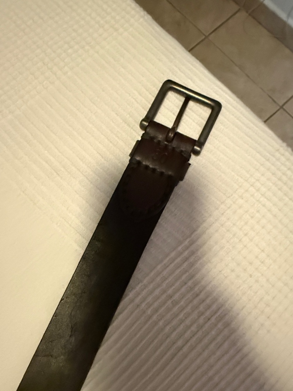 Men's Dark Brown Leather Belt with Metal Buckle Abercrombie & fitch